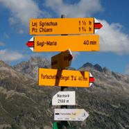 Wegweiser auf Marmoré